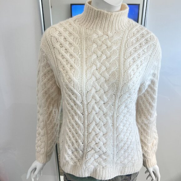 Pure Cashmere Fisherman's Cable Knit Sweater SZ L - Picture 2 of 16